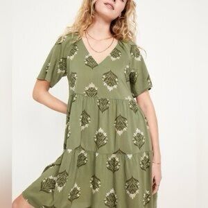 Old Navy Olive Floral Midi Dress
